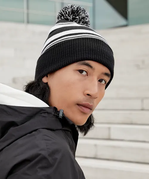 Beechfield Striped fan beanie, style B473R