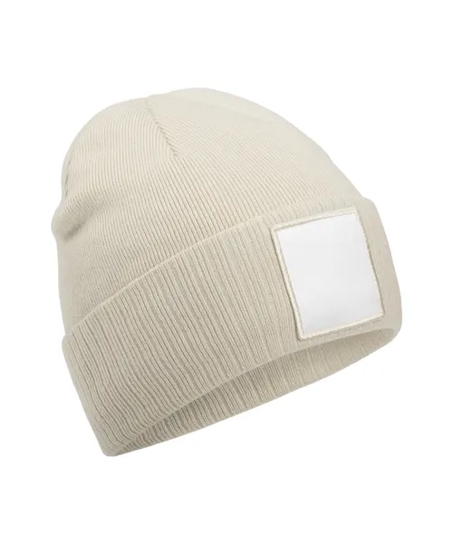 Beechfield Appliqué patch beanie in beige & natural, style B337R