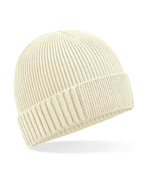 Beechfield Organic cotton engineered patch beanie in beige & natural, style B438N