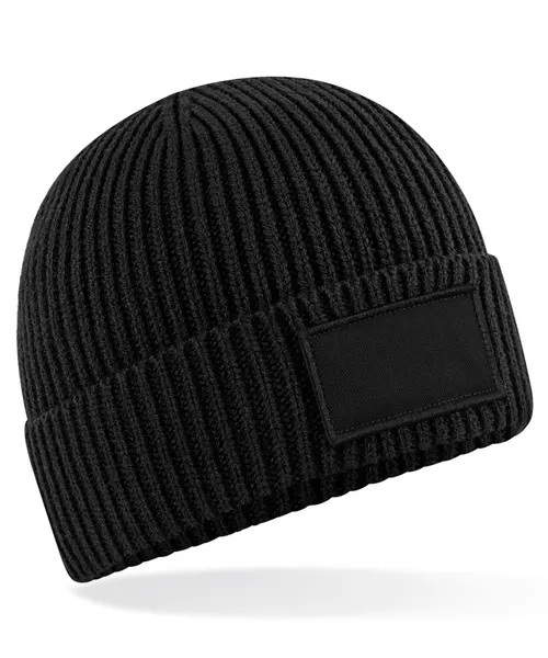 Beechfield Fashion patch beanie in black, style B442R