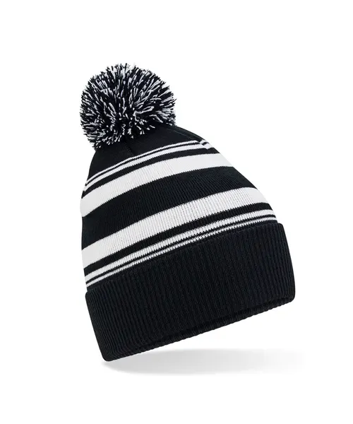 Beechfield Striped fan beanie in black, style B473R