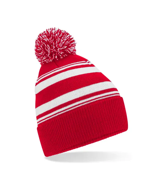 Beechfield Striped fan beanie in red, style B473R