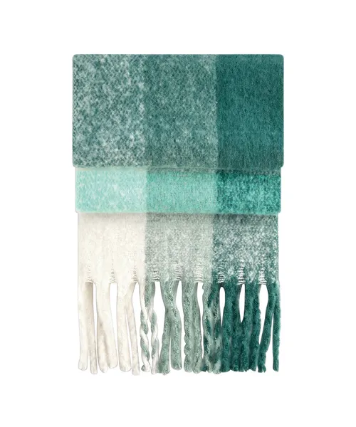 Beechfield Fluffy check scarf in green, style B494R