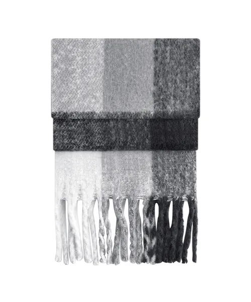Beechfield Fluffy check scarf in grey, style B494R