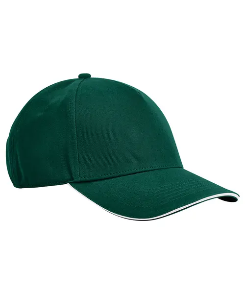 Beechfield EarthAware classic organic cotton 5-panel cap, sandwich peak in green, style B825C