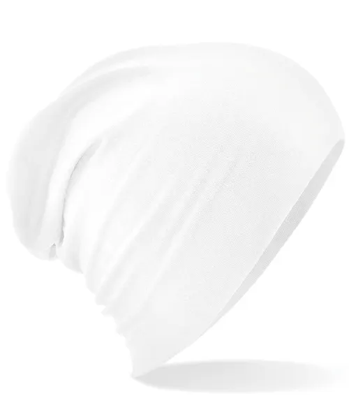 Beechfield Hemsedal cotton slouch beanie in white, style BC368