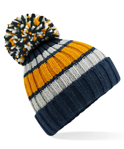 Beechfield Hygge striped beanie in blue, style BC392