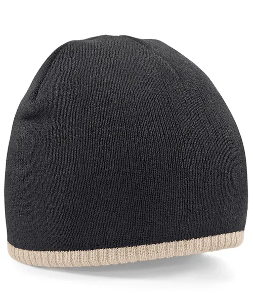 Beechfield Two-tone pull-on beanie in black, style BC44C