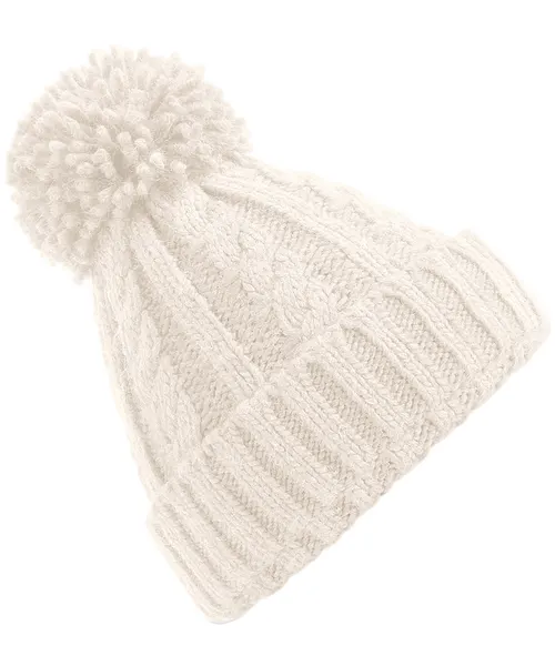 Beechfield Cable knit melange beanie in beige & natural, style BC480