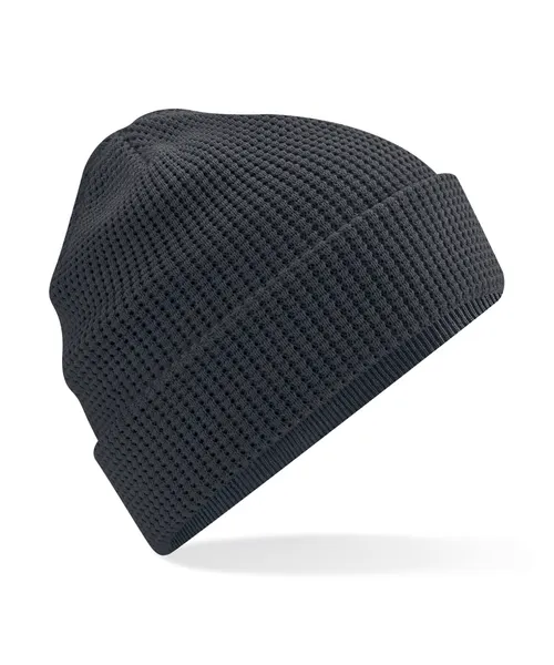 Beechfield Organic cotton waffle beanie in grey, style BC52N