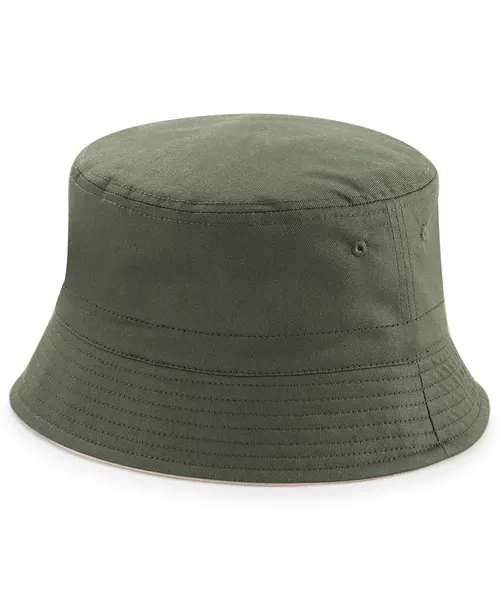 Beechfield Reversible bucket hat in khaki & olive, style BC686