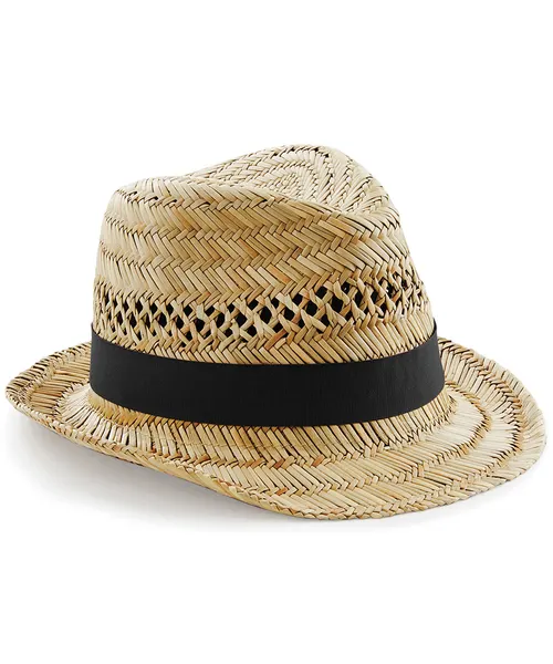 Beechfield Straw summer trilby in beige & natural, style BC730