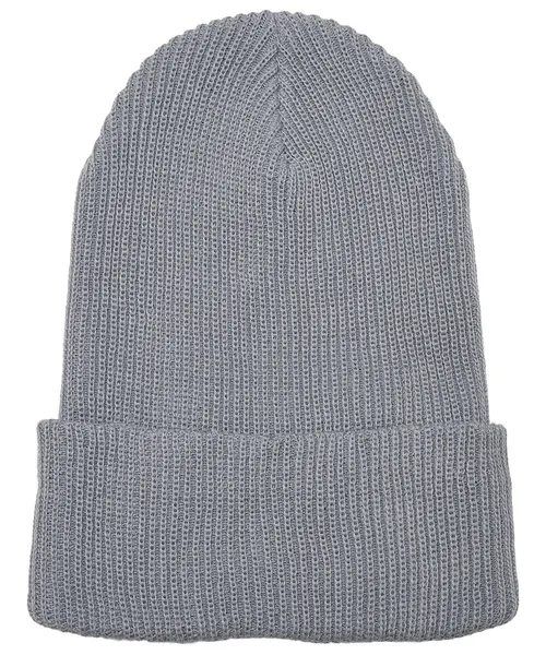 Flexfit by Yupoong Recycled yarn ribbed knit beanie in grey, style 1504RY