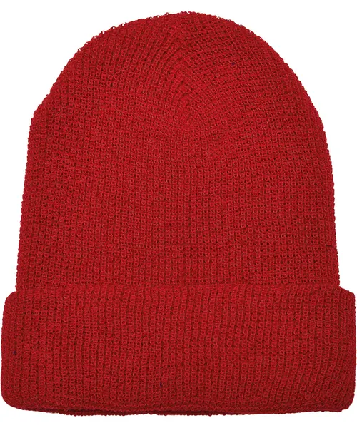 Flexfit by Yupoong Recycled yarn waffle knit beanie in red, style 1505RY