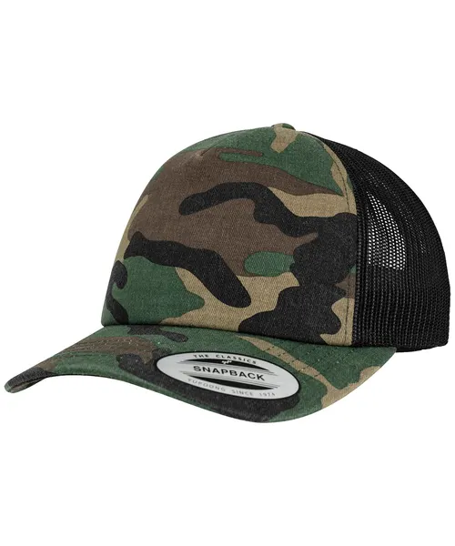 Flexfit by Yupoong Camo trucker cap in khaki & olive, style 6606C