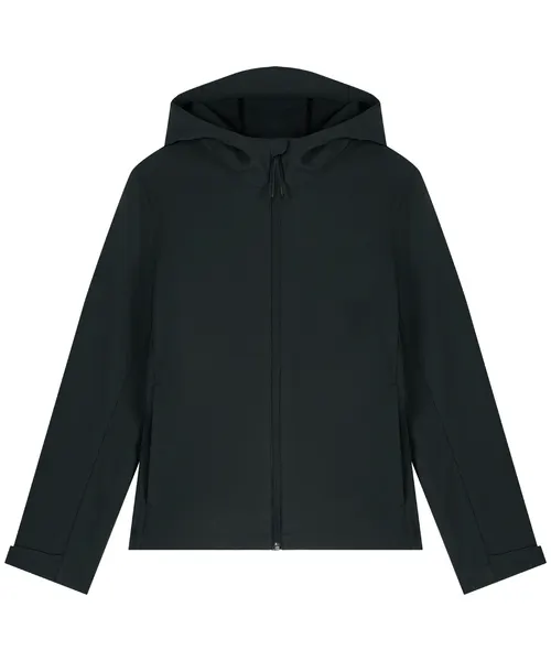 Stanley/Stella Women’s Stella Discoverer hooded softshell in black, style STJW159