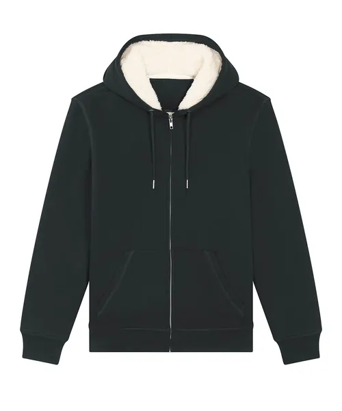 Stanley/Stella Unisex Hygger sherpa zip-through sweatshirt in black, style STSU956