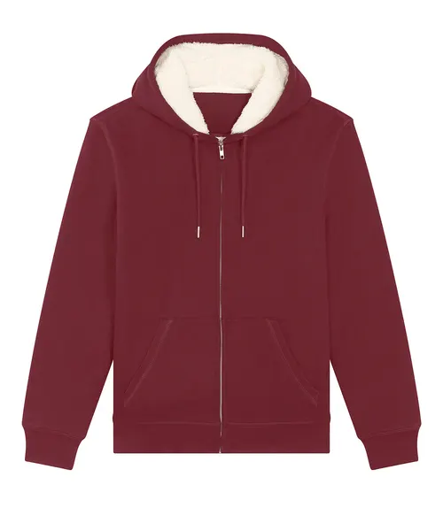 Stanley/Stella Unisex Hygger sherpa zip-through sweatshirt in burgundy, style STSU956