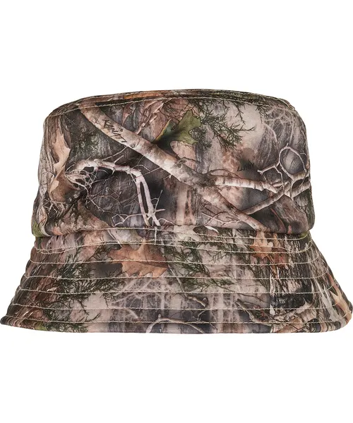 Flexfit by Yupoong Sherpa real tree camo reversible bucket hat, style 5003RS