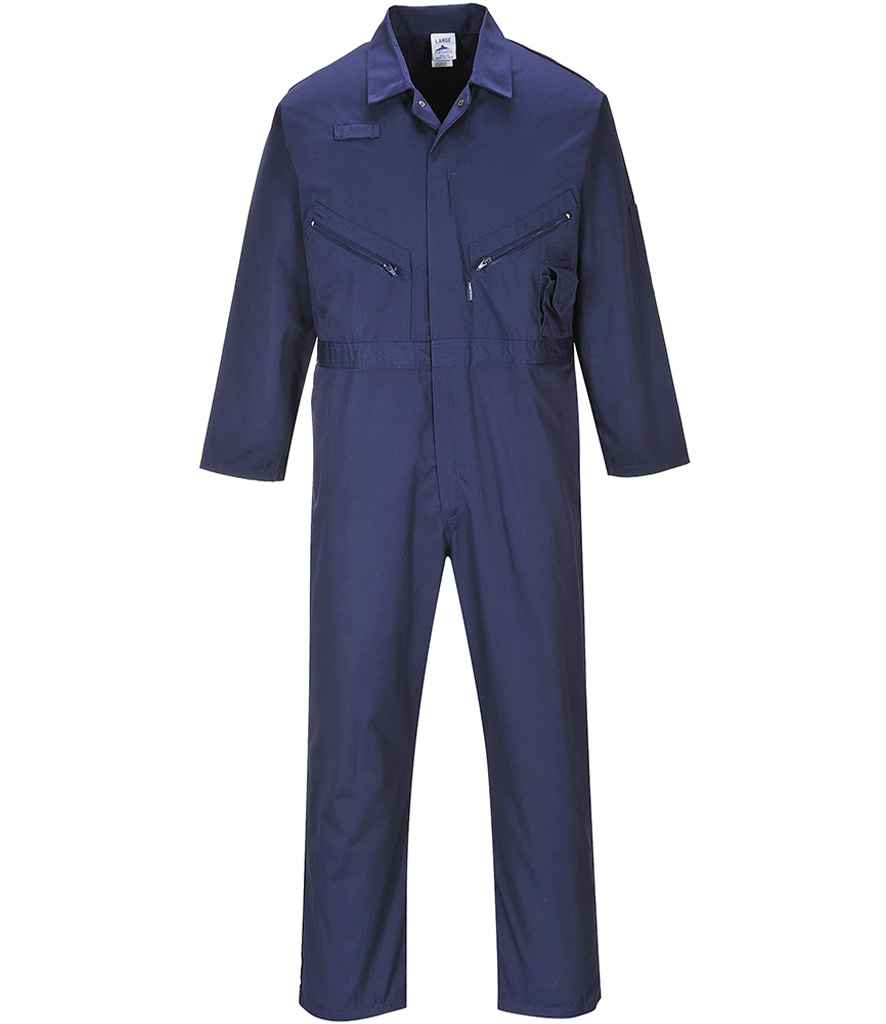 Navy zip-front work coverall